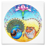'Trust' Peacock and Tiger Photographic Print