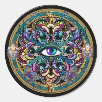 Trust Yourself ~ The Eyes of the World Mandala Round Sticker