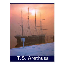 TS Arethusa, Sunset and snow Postcard