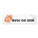 ts-icon-white-orng, shred the gnar. bumper stickers