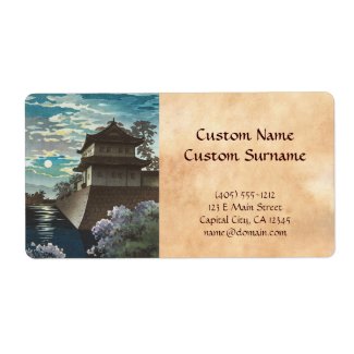 Tsuchiya Koitsu, Kyoto Nijo Castle night scenery Custom Shipping Labels