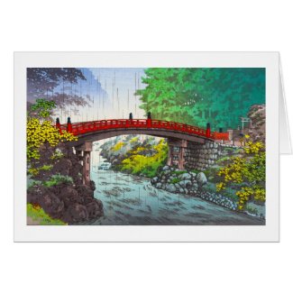Tsuchiya Koitsu Nikko Sacred Bridge japanese scene Greeting Card