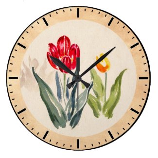 Tsuchiya Koitsu Tulips japanese vintage watercolor Wall Clocks