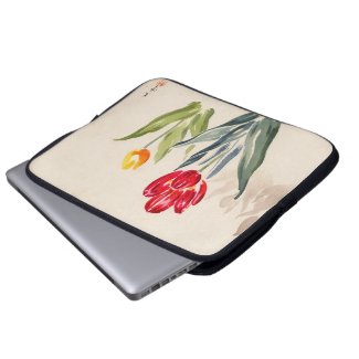 Tsuchiya Koitsu Tulips japanese vintage watercolor Computer Sleeve