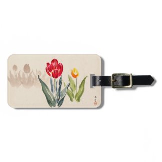 Tsuchiya Koitsu Tulips japanese vintage watercolor Tags For Bags