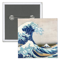 Tsunami Great Wave Pinback Button