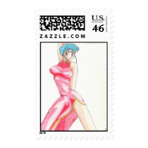 Tsunami Lady postage by KnightOwl Tsunami Lady postage