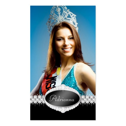 TT-Diamond Bliss Beauty Pageant Photo Card Business Card (front side)