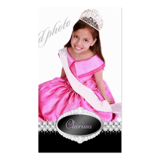 TT-Diamond Bliss Beauty Pageant Photo Card Business Cards (front side)