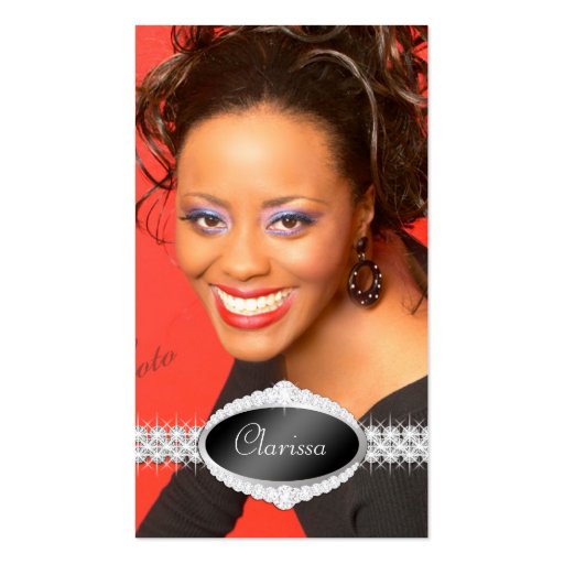 TT-Diamond Bliss Beauty Pageant Photo Card Business Cards (front side)