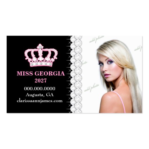 TT-Diamond Bliss Emblem Zebra Photo Card Business Cards (back side)