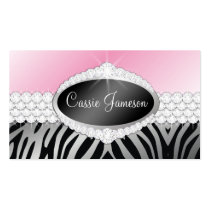 TT-Diamond Bliss Emblem Zebra Silver Photo Card business cards