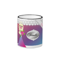 TT-Diamond Bliss Personalized Blonde Mug | Pink mugs
