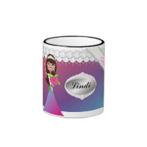 TT-Diamond Bliss Personalized Brunette Mug | Pink mugs