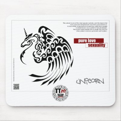 TT Meanings - WINGED UNICORN Mouse Pad by TattooTribes