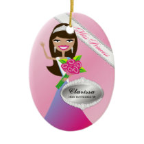 TT-Miss Princess Brunette Custom Photo Ornament ornaments