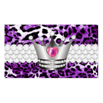 TT Perfect Princess Purple Leopard Faux Silver business cards