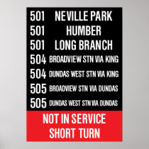 TTC Replica CLRV Rollsign (501, 504, 505) Poster