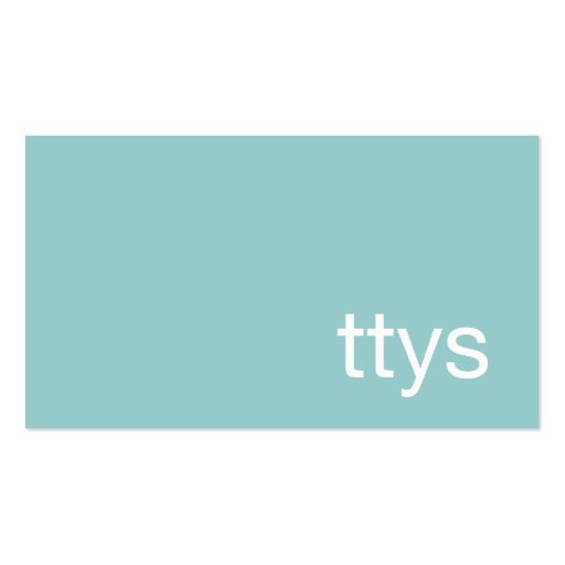 Ttys Networking Minimalistic Turquoise Blue Business Card Templates (front side)