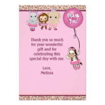 Tu Tu Cute Thank You 3.5"x5" MONKEY GIRL TTC(FLAT) Announcements