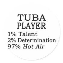 Tuba Player Hot Air Sticker