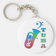 Tuba with Bass Clef Keychain