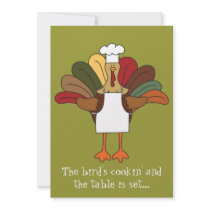 Tucker Turkey Chef Thanksgiving Dinner Invitation by Liley_Photo_N_Design Tucker Turkey Chef Thanksgiving Dinner Invitation