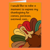 Tucker Turkey Vegetarian Thanksgiving Card cards