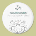 TuDiabetes.com  Round Magnet |White Line|