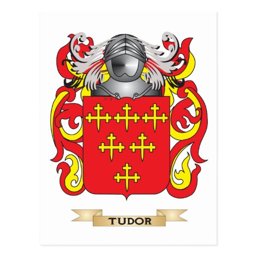 tudor-family-crest-coat-of-arms-postcard-zazzle