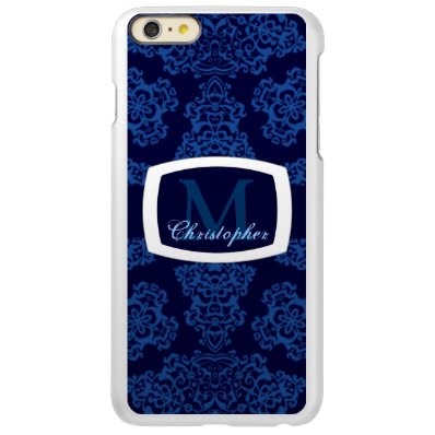 Tudor Rose Damask Blue Monogram Incipio Feather® Shine iPhone 6 Plus Case
