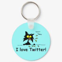 Tuff Kitty loves Twitter keychains by tuffkittydesigns Tuff Kitty loves Twitter keychains