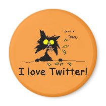 Tuff Kitty loves Twitter magnets