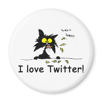 Tuff Kitty loves Twitter magnets