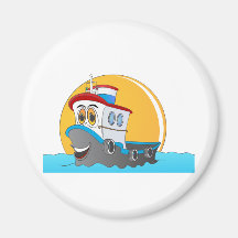 Tug Boat Cartoon Refrigerator Magnet