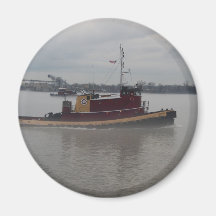 Tug Boat in the Fog Fridge Magnets