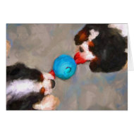 Tug of War Cavalier KC Spaniels Card