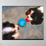 Tug of War Cavalier KC Spaniels Fine Art Print