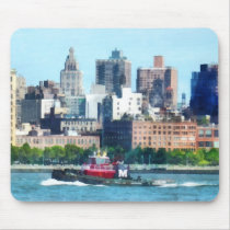 Tugboat Against Manhattan Skyline mousepads