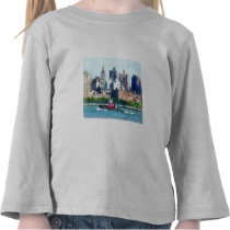 Tugboat Against Manhattan Skyline t-shirts