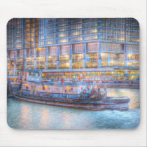 Tugboat on Chicago River mousepads