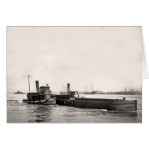 Tugs and Barge in Canal cards