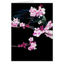 Tui Bird Feeding on Cherry Blossoms cards by Flynn_the_Cat Tui Bird Feeding on Cherry Blossoms cards
