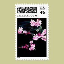 Tui Bird Feeding on Cherry Blossoms postage by Flynn_the_Cat Tui Bird Feeding on Cherry Blossoms postage