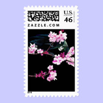 Tui Bird Feeding on Cherry Blossoms postage