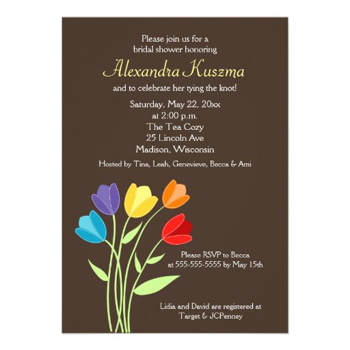 Tulip Flower 5x7 Bridal Shower Invite