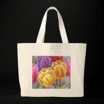 Tulip Flowers Floral Painting Art - Multi bags