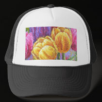 Tulip Flowers Floral Painting Art - Multi hats