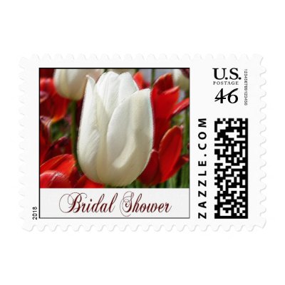 Tulip garden bridal shower invitation postage stamps by aslentz
