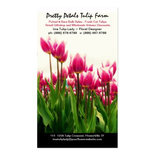 Tulip Grower or Floral Bulb Sales Business Card (front side)